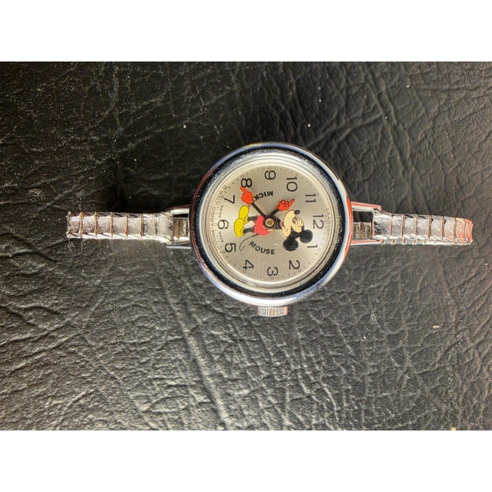 Vintage Mickey Mouse WALT DISNEY PROD. Watch Bracelet Band. Bradley Manual SWISS